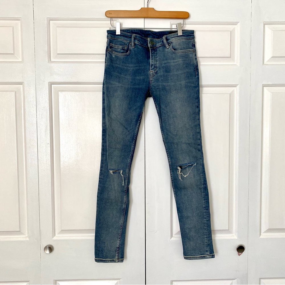 AllSaints Women's Mast Vintage Ripped Skinny Jeans Washed Indigo Sz.29